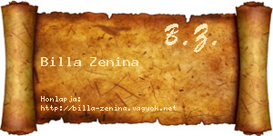 Billa Zenina névjegykártya